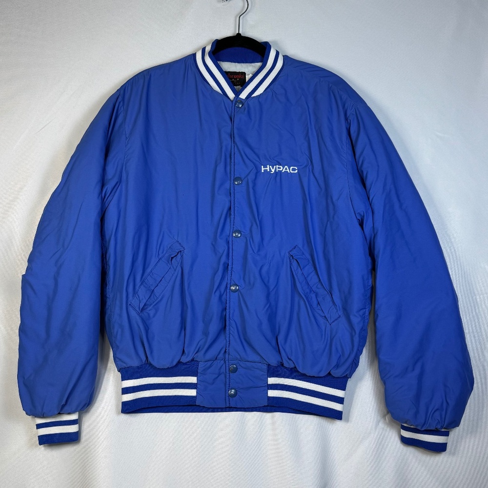 Vintag Pla-Jac by Dunbrooke Satin Blue HYPAC Coat Jacket Mens Size L USA